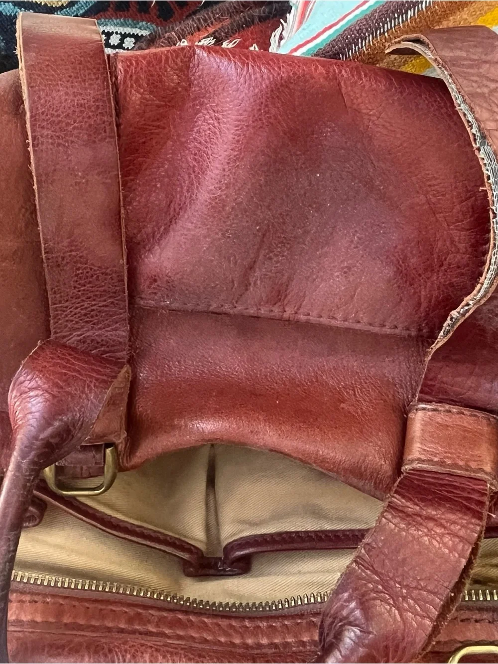 Vintage Lucky Brand Brown Leather Satchel Purse